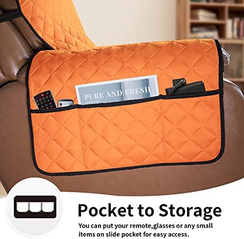 Easy-Going Reversible Couch Cover, Oversized Recliner, Orange/Black - Image 3
