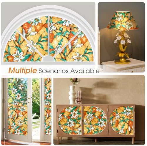 Coavas Floral Stained Glass Privacy Window Film for Bathroom - Image 6