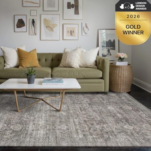 Rugxara Area Rugs 5x7 Washable Rug for Living Room Bedroom Dorm, Taupe/Grey - Image 3