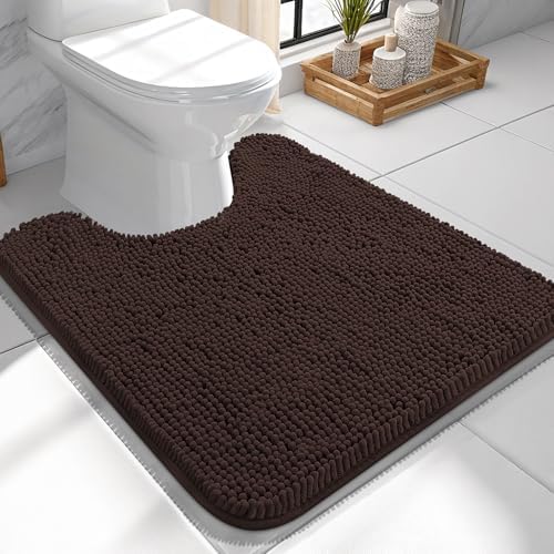 OLANLY Toilet Rugs U-Shaped 24x24, Soft Absorbent Chenille Contour Rugs by OLANLY