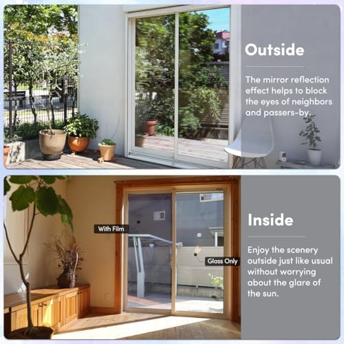 Coavas One Way Privacy Window Film Heat & Glare Control, 35.4"x157" Silver - Image 3