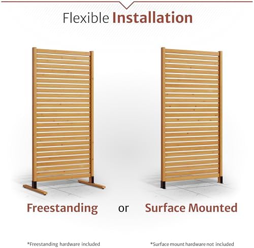 Enclo Slatted Freestanding/Surface Mounted Privacy Screen, Cedar Wood - Image 5