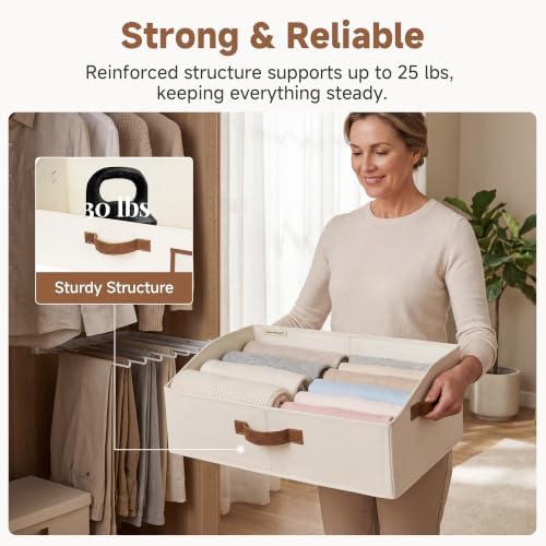 StorageWorks Closet Storage Bins Trapezoid, Ivory White, Large, 3-Pack - Image 5