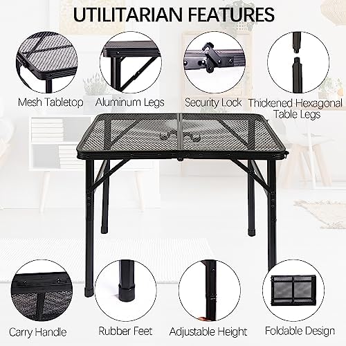 Small Folding Table for Camping Picnic Grill,Garden BBQ Side Table-Portable Lightweight,Compact,Height Adjustable Patio Outdoor Table with Carry Bag - Image 6