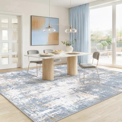 RELEANY Washable 8'x10' Abstract Area Rug for Living Room Light Blue - Image 2