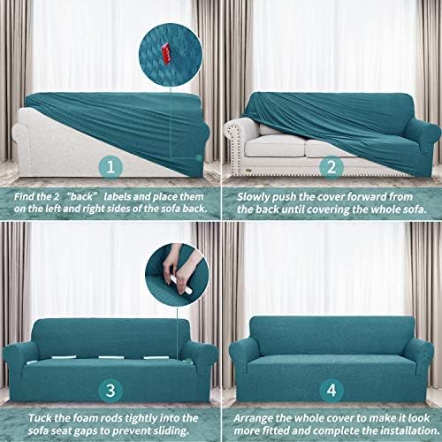 YEMYHOM Couch Cover Latest Jacquard Design High Stretch Sofa Chair Covers for Living Room, Pet Dog Cat Proof Armchair Slipcover Non Slip Magic Elastic Furniture Protector,Small (Chair, Teal) - Image 6