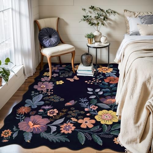 Lahome Floral Washable Rugs for Bedroom, 4X6 Area Rug Soft Living Room Rug - Image 3