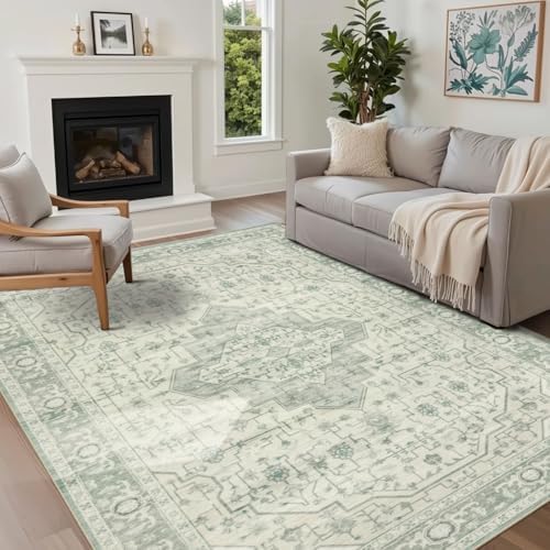 Rugxara 5X7 Washable Area Rug for Living Room, Bedroom,Sage Green - Image 3