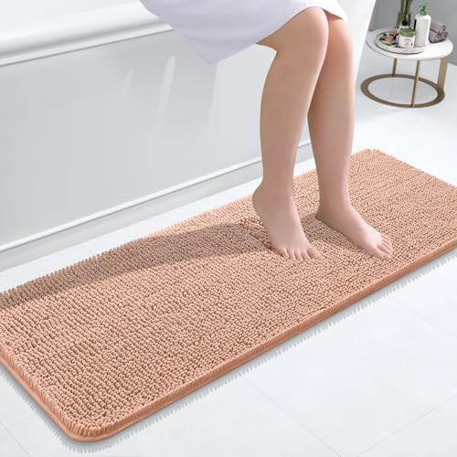 OLANLY Bathroom Runner Rugs 47x17, Extra Soft Absorbent Chenille Bath Rugs by OLANLY