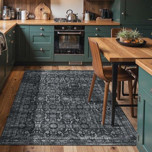Rugxara Black 4x6 Area Rug Washable Rug for Living Room Bedroom Office - Image 3