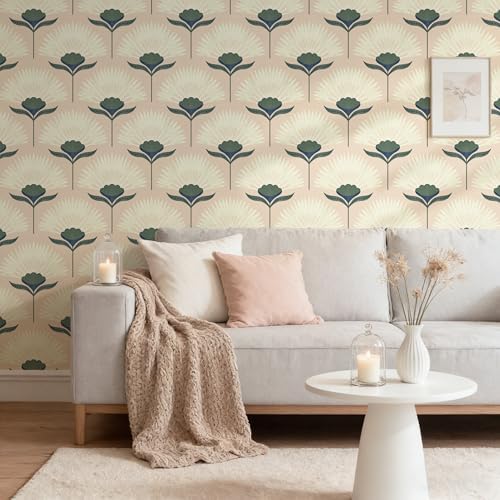 Safiyya Peel and Stick Wallpaper Boho Floral Wallpaper for Bedroom Living Room Removable Self Adhesive Floral Cottage 17.3inx393in Vinyl Contact Paper for Cabinets Accent Wall - Image 5