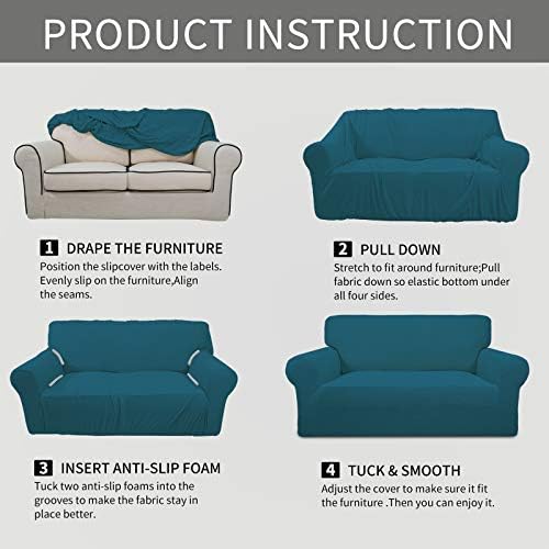 Easy-Going Stretch Oversized Chair Slipcover with Arm Washable Peacock Blue - Image 4