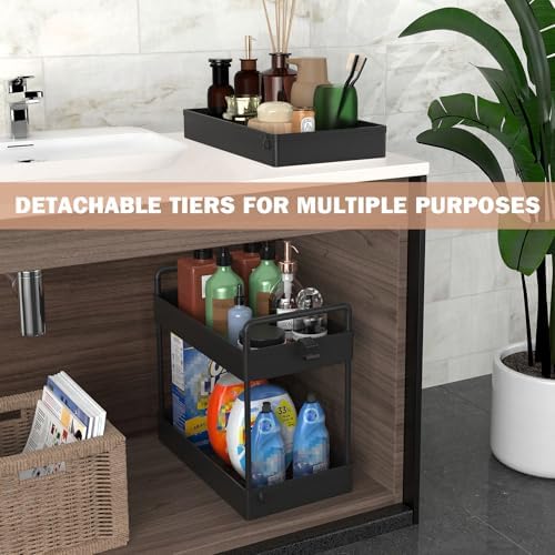 Ronlap 3 Tier Slim Rolling Storage Cart with Wheels Utility Organizer,Black - Image 3