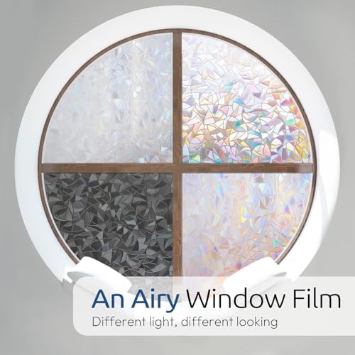 rabbitgoo Rainbow Window Privacy Film, Stained Glass Cling, 35.4" x 157.4" - Image 3