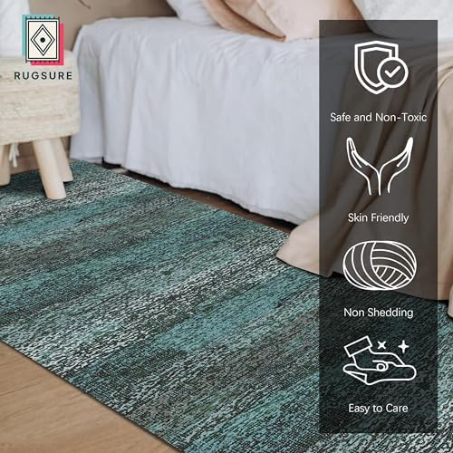RUGSURE Washable Area Rug - 1/6 Thick - Stain & Water Resistant Non-Slip - Resistant Rug for Living Room, Bedroom, Nursery, Pet & Child Friendly, Vintage Charm Area Rugs (Green, 2'6'' x 8') - Image 2