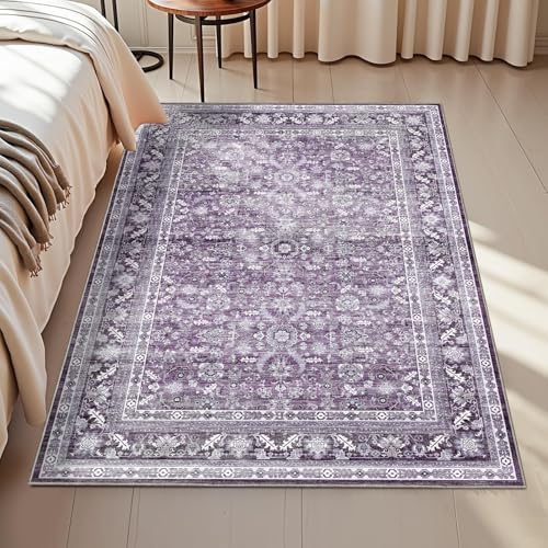 OPPODREAM Vintage Purple Area Rugs 3x5, Washable Rug for Living Room by OPPODREAM