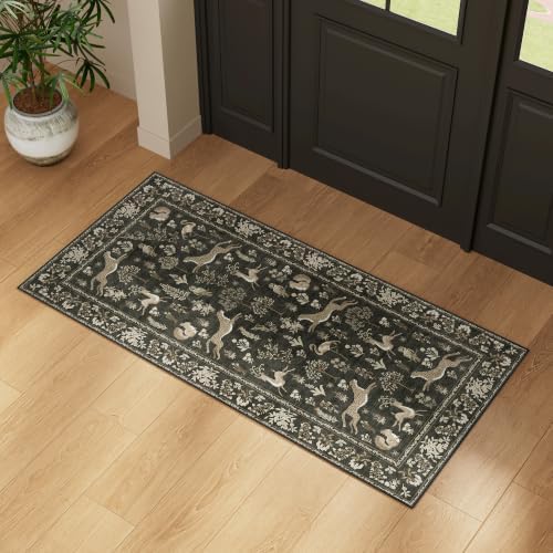 DUKINO 2x4 Rug for Entryway, Animal Washable Rug for Kitchen Charcoal Black - Image 5