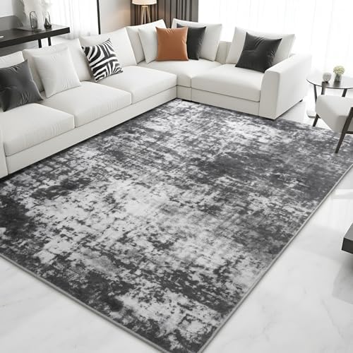 6x9 Area Rugs, Washable Living Room Rug, Modern Abstract Rug for Bedroom Stain Resistant Non Slip, Soft Low Pile Carpet for Kitchen Nursery Home Office Decor, Black and White - Image 4