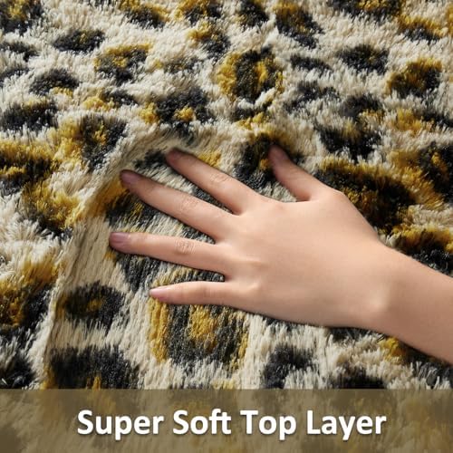 Ophanie Leopard Rugs for Bedroom Living Room, Cheetah Print Rug Fluffy Shag Large Fuzzy Plush Soft Throw,Large Shaggy Floor Faux Animal Throw 4x6 Carpets,Decor Aesthetic with Over 99 pcs Pile fibers - Image 2