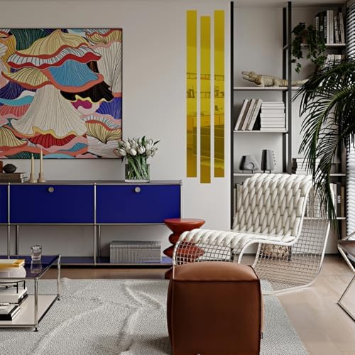 10Pcs DIY Striped Mirror Stickers 1.96" Wide Self Adhesive Removable Long Acrylic Frameless Mirror Sheets for Home Living Room Bedroom DIY Decor (Dark Orange) - Image 4