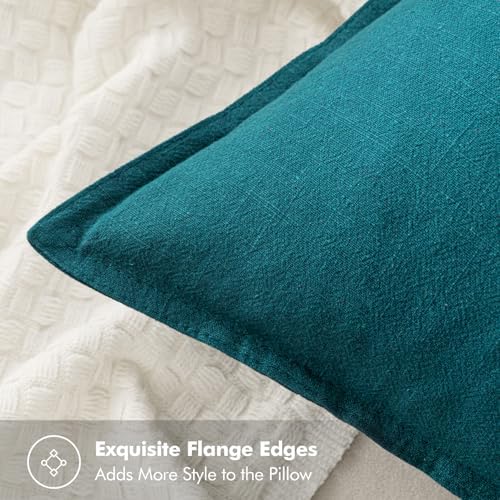 MIULEE Decorative Linen Euro Sham Pillow Covers 24x24 Teal Blue - Image 2