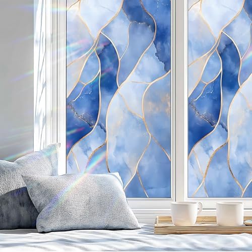 Stained Glass Window Privacy Film Static Cling - Rainbow Glass Decorative Sun Blocking Window Covering, Non-Adhesive Removable Stickers for Home & Office, 17.5" x 39.3" - Image 4