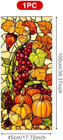 HOMETITUTE Autumn Grape Pumpkin Privacy Window Cling 17.7x39.3 PVC - Image 3