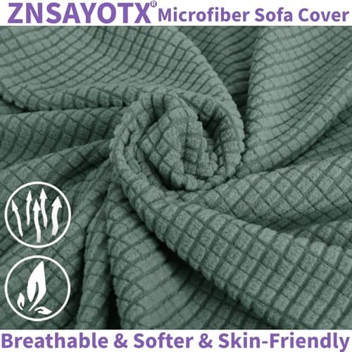 ZNSAYOTX Stretch Oversized Couch Cover Universal Sofa Covers for Living Room Dogs Pet Furniture Protector Spandex Extra Large Sofa Slipcovers with Anti Slip Foam Sticks (Pea Green, XL Sofa) - Image 2