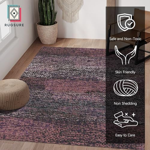 RUGSURE Washable Area Rug - 1/6 Thick - Stain & Water Resistant Non-Slip - Resistant Rug for Living Room, Bedroom, Nursery, Pet & Child Friendly, Vintage Charm Area Rugs (Burgundy, 8' x 10') - Image 2