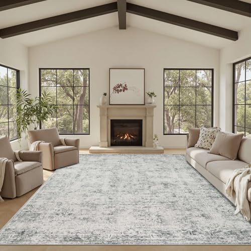 Rugxara Grey 8x10 Area Rugs for Living Room Bedroom Large Washable Rug by Rugxara