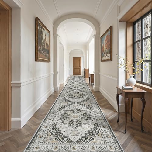 Madane Hallway Runner Rug 3x18 Washable Kitchen Runners 18ft, Black - Image 2