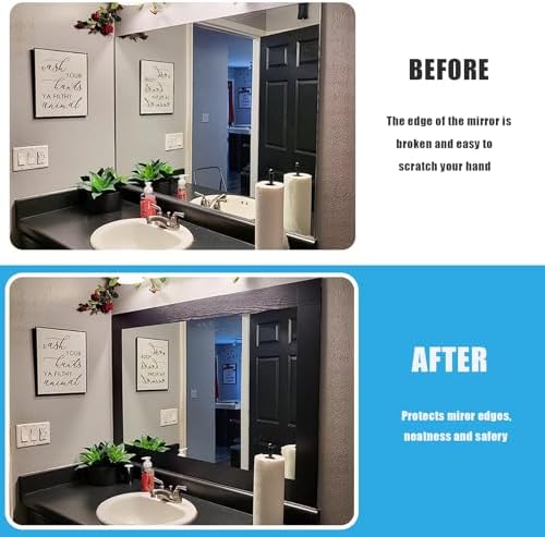 YESUS Dark Grey Wood Grain 3D 10M Wallpaper Frame Removable PVC Waterproof Peel and Stick Wallpaper,Bathroom Frame Sticker Wall Decor (Black, 2" x 393") - Image 3