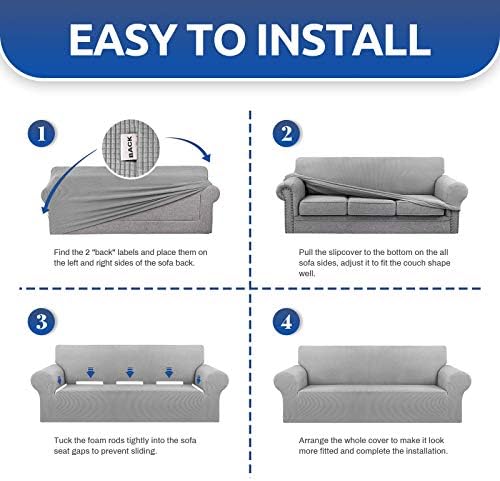 KEKUOU Stretch Chair Sofa Slipcover, Single Couch Cover,Silverr - Image 4