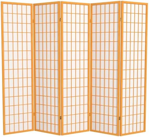 Red Lantern 6 ft. Tall Window Pane Shoji Screen - Honey - 5 Panels by RedLantern