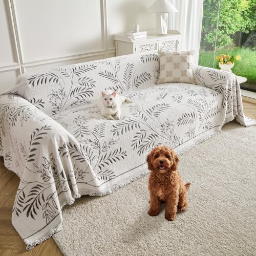 Couch Cover for Dogs Washable Sofa Cover, Sectional Couch Covers, Sofa Covers for 2 Cushion Couch, Non Slip Stripe Sofa Slipcovers Furniture Protector (Eucalyptus Brown 91x134) by Unknown