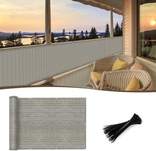 SUNNY GUARD 3' x 10' Balcony Privacy Screen, HDPE Patio Railing Cover Fence by SUNNYGUARD