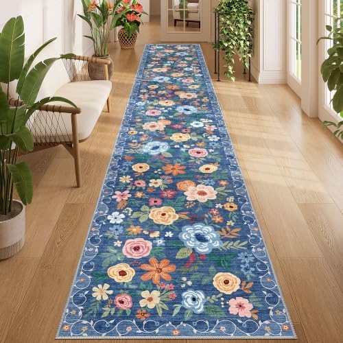 DUKINO 2x12 Washable Runner Rug, Non Slip Long Kitchen Runner Rug, Blue by DUKINO