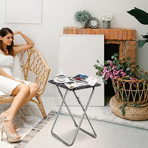 Garden 4 you Folding TV Tray Table,TV Dinner Table with Sturdy MDF Top,Eating Trays for Living Room with No Assembly Required, 2PCS (Black Marble) - Image 6