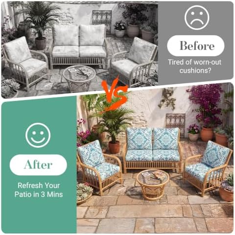 8Pcs Patio Cushion Covers Stretch Outdoor Furniture Protector Slipcovers - Image 5