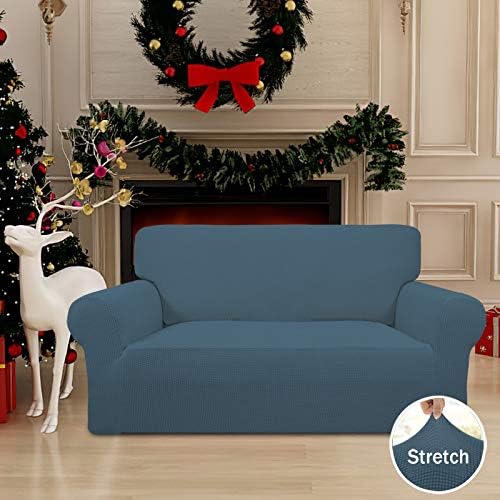 Easy-Going Stretch Loveseat Couch Covers Washable Bluestone - Image 2