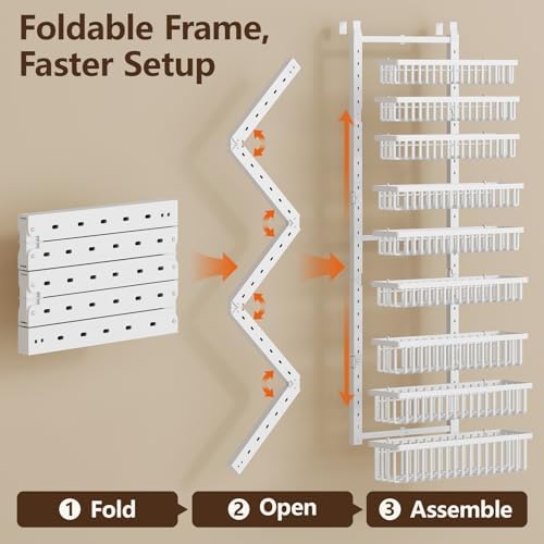 POKIPO 9 Tier Over The Door Pantry Organizer, 2 in 1 Wall Mount or Hanging Spice Rack with Adjustable Deep Basket, Heavy-Duty Seasoning Organizer and Storage for Kitchen Cabinet Closet Bathroom - Image 6