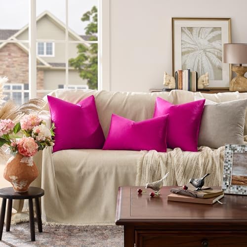 GIGIZAZA Hot Pink Velvet Pillow Covers 12x20 Decorative Pillows Pack of 2 - Image 2