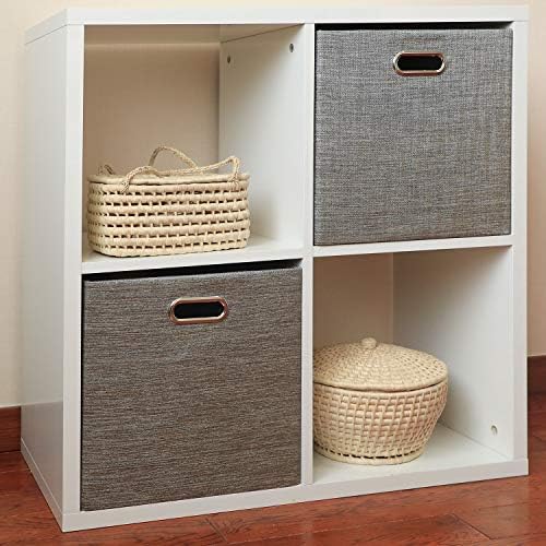 Posprica Foldable Storage Bins,13×13 Storage Cubes Basket Containers for Shelf Cabinet Bookcase Boxes,Thick Fabric Drawers - Set of 2, Coffee - Image 4