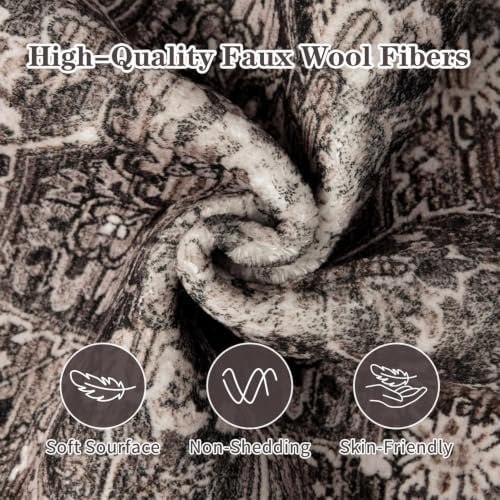 Hanples 4x6 Area Rugs for Living Room, Washable Rug Vintage Floral, Brown - Image 6