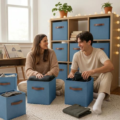 GRANNY SAYS 11 Inch Storage Cube Organizers, Light Blue, 6-Pack - Image 6