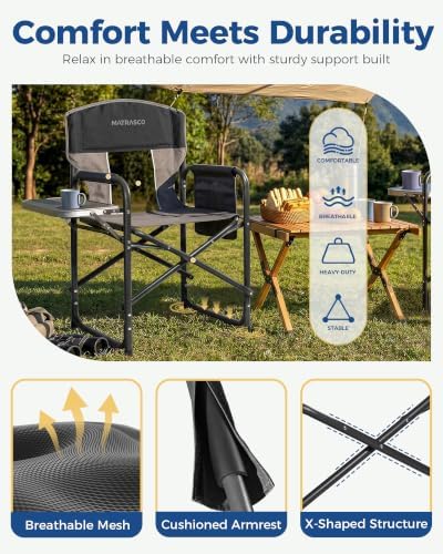 Oversized Director Camping Chair 2-Pack with Side Table, Black - Image 4