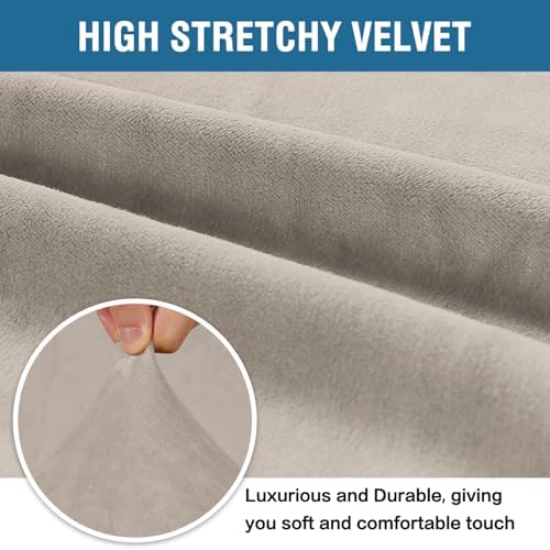H.VERSAILTEX Stretch Velvet Loveseat Covers for 2 Cushion Couch Covers for Living Room Sofa Covers Slipcovers with Non Slip Straps Bottom, Ultra Thick Comfy Velour (Width 58"-72", French Oak) - Image 3