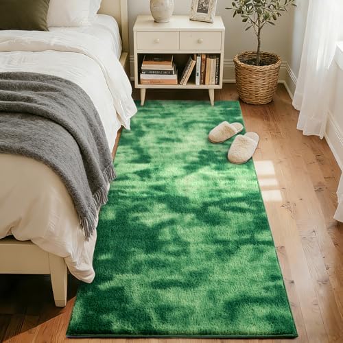2x8 Tie-dye Green Runner Rug Non-Slip Washable for Hallway Kitchen Bedroom - Image 2