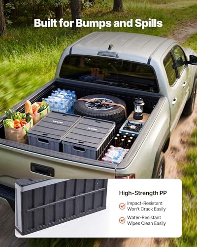 VEVOR Plastic Collapsible Storage Bins with Lids, 65L 2 Packs, Stackable Folding Storage Crates with Handles, Holds 84 lbs Per Bin, Heavy Duty Containers, Space-Saving Baskets, for Home Organizing - Image 6
