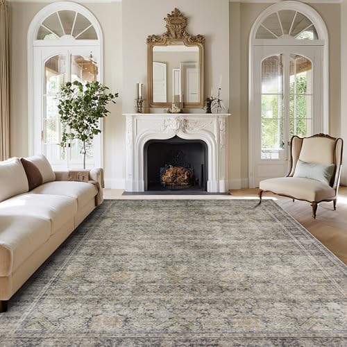 Green Brown 8x10 Washable Area Rugs for Living Room,Bedroom,Dining Room by Srugn